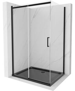 Mexen Omega kabina prysznicowa rozsuwana 100 x 80 cm, transparent, czarna + brodzik Flat, czarny - 825-100-080-70-00-4070B