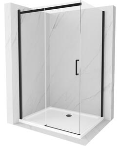 Mexen Omega kabina prysznicowa rozsuwana 100 x 70 cm, transparent, czarna + brodzik Flat, biały - 825-100-070-70-00-4010B