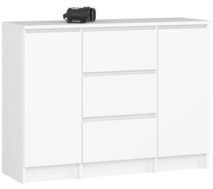 Komoda AKORD K100 kolor BiaÅy mat 101 cm 2 drzwi 3 szuflady 4 pÃ³Åki 101x35x76 cm