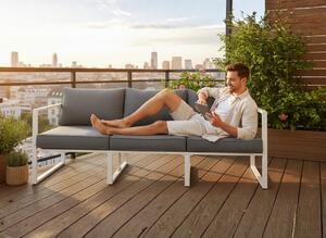 Duża sofa trzyosobowa na taras 204cm MOSTRARE białe aluminium