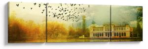 Obraz namalowanego krajobrazu z rezydencją (170x50 cm)