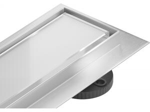 Mexen Flat 360° MGW odpływ liniowy obrotowy 50 cm, białe szkło - 1027050-40