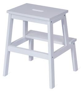 Biały stołek z drewna kauczukowego ze schodkiem Corg – Bonami Selection