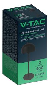 Lampka Biurkowa Nocna V-TAC 3W LED 30cm Ładowanie USB Ściemnianie Czarna VT-1052 3000K-6000K 200lm