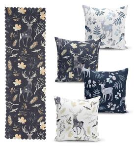 Zestaw 4 świątecznych poszewek na poduszki i bieżnika Minimalist Cushion Covers Christmas Forest