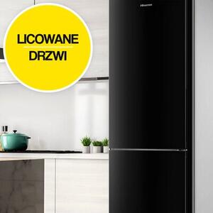 Lodówka HISENSE RB390N4GBE No frost 186cm Czarna (szkło) Licowane drzwi Szuflada z niższą temperaturą