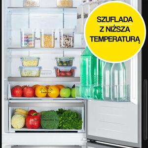 Lodówka HISENSE RB390N4GBE No frost 186cm Czarna (szkło) Licowane drzwi Szuflada z niższą temperaturą
