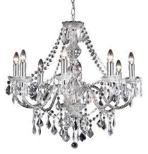 Elegancki żyrandol na 8 żarówek - Clarence - Endon Lighting - srebrny, kryształki
