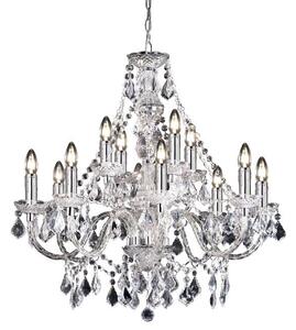 Elegancki żyrandol na 12 żarówek Clarence - Endon Lighting - srebrny, kryształki