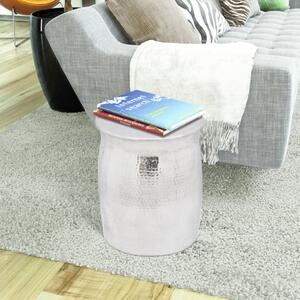 Stolik kawowy/stołek z młotkowanego aluminium, kolor srebrny