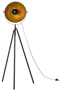 Retro lampa stojąca okrągły klosz czarno-złota podłogowa trójnóg Thames Beliani