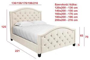 Łóżko 200x200 Tapicerowane Caraso + Pojemnik | Tkaniny i Kolory Do Wyboru