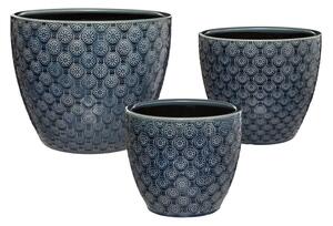Doniczki ceramiczne, 3 sztuki, z orientalnym wzorem