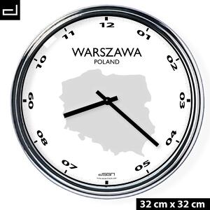 Zegar ścienny z mapą: Poland/Warszawa, Wybierz kolor Jasny