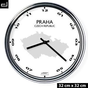 Zegar ścienny z mapą: Czech Republic/Prague, Wybierz kolor Ciemny