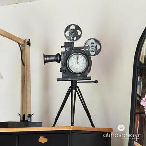 Cichy zegar dekoracyjny na trójnogu KAMERA, wys. 51,5 cm