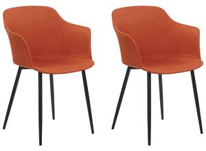 Komplet 2 retro krzeseł tapicerowanych do jadalni salonu z podłokietnikami pomarańczowy Elim Beliani