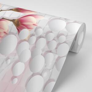 Samoprzylepna tapeta magnolia na abstrakcyjnym tle