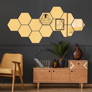 Zestaw naklejek na ścianę 12 szt. 17x20 cm Hexagons Gold – Ambiance