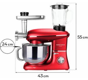 Robot kuchenny planetarny MOZANO Rob 02 2000W z blenderem kielichowym Czerwony