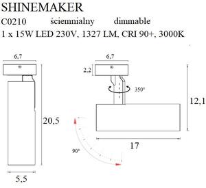 Lampa Sufitowa Shinemaker Czarna- Ściemnialna C0210 Maxlight