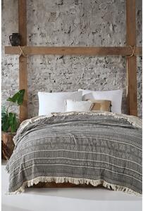 Szara narzuta muślinowa na łóżko dwuosobowe 220x240 cm Etno – Mijolnir