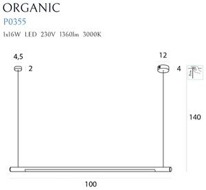 Lampa Wisząca Organic Horizon 100Cm P0355 Chrom Maxlight