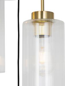 Lampa wisząca Art Deco złota ze szkłem 7-punktowa - Laura Oswietlenie wewnetrzne