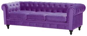 Klasyczny zestaw wypoczynkowy sofa fotel pikowany welur fioletowy Chesterfield Beliani