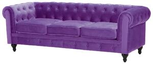 Klasyczny zestaw wypoczynkowy sofa fotel pikowany welur fioletowy Chesterfield Beliani