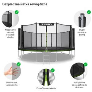 Trampolina ogrodowa dla dzieci z siatką zewnętrzną z drabinką 16FT 496cm Zipro Jump Pro