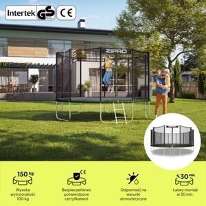 Trampolina ogrodowa dla dzieci z siatką zewnętrzną z drabinką 16FT 496cm Zipro Jump Pro