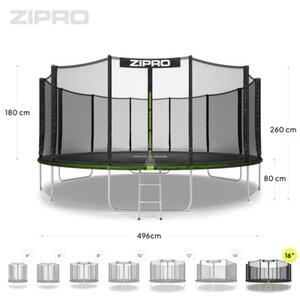 Trampolina ogrodowa dla dzieci z siatką zewnętrzną z drabinką 16FT 496cm Zipro Jump Pro