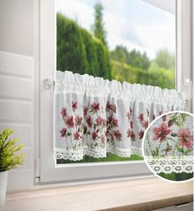 Firana gotowa EUROFIRANY Isa 150 x 30 cm BiaÅo-bordowy