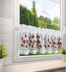 Firana gotowa EUROFIRANY Isa 150 x 30 cm BiaÅo-bordowy
