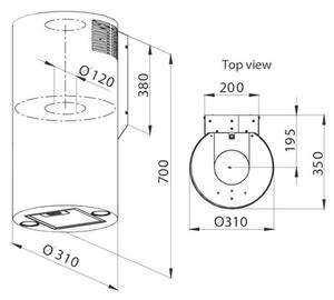 Okap MPM 31-OT-01 Czarny 300m3/h 61dB klasa C