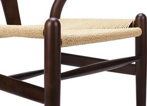 Krzesło Wishbone Ciemny Brąz - Drewno Bukowe, Naturalne Włókno