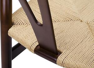 Krzesło Wishbone Ciemny Brąz - Drewno Bukowe, Naturalne Włókno