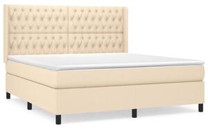 Łóżko kontynentalne z materacem, kremowe, tkanina, 180x200 cm