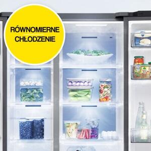 Lodówka SAMSUNG RS70F65KETEO AI Side by Side No Frost 178.4cm Stal szczotkowana Podajnik wody Kostkarka