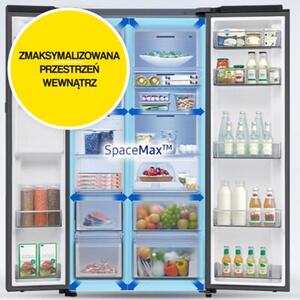 Lodówka SAMSUNG RS70F65KETEO AI Side by Side No Frost 178.4cm Stal szczotkowana Podajnik wody Kostkarka