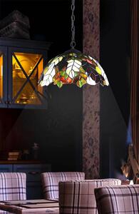 Witrażowa lampa wisząca z motywem liści - S993-Vastra