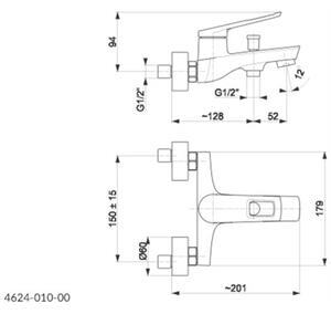 Bateria wannowa natynkowa KFA ARMATURA Amazonit 4624-010-00 Chrom