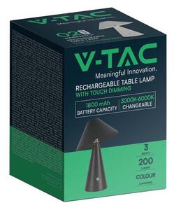 Lampka Biurkowa Nocna V-TAC 3W LED 24cm Ładowanie USB Ściemnianie Czarna VT-1051 3000K-6000K 200lm