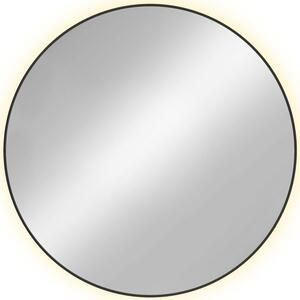 Czarne lustro w metalowej okrągłej ramie led - Krega