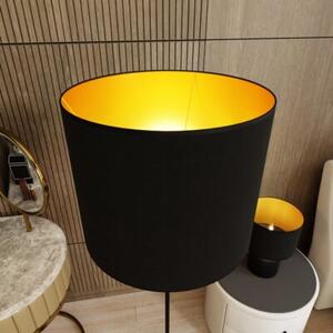 Lampa stojąca podłogowa czarna z abażurem ze złotym wnętrzem 1xE27 15W ASPEN Emibig