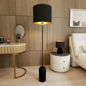 Lampa stojąca podłogowa czarna z abażurem ze złotym wnętrzem 1xE27 15W ASPEN Emibig