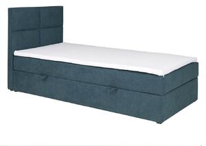 Łóżko młodzieżowe Gert 70x200 niebieskie, tapicerowane z pojemnikiem na pościel