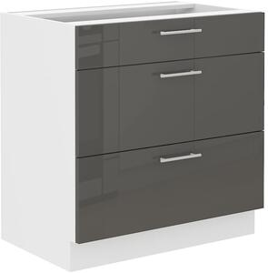 Szafka kuchenna dolna 3 szufladami LARA 80 D 3S Grafit/Biały