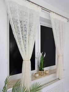 Firana gotowa z markizety 135x160 cm - haft 3D, taÅma marszczÄ ca, kremowa